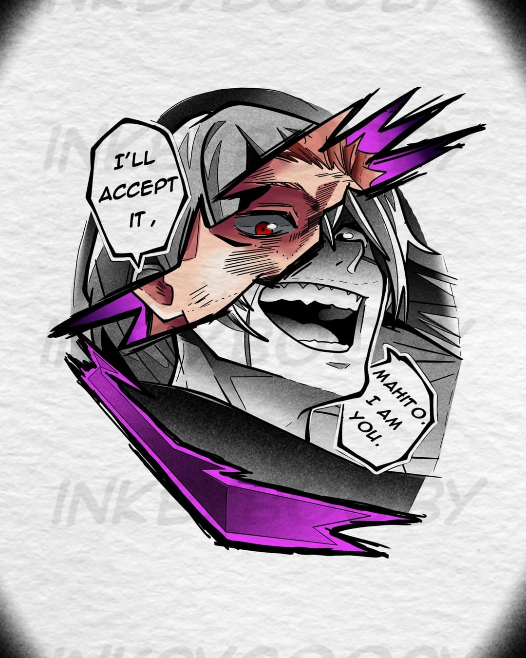 Yuji Itadori & Mahito Split Portrait Tattoo Flash – Jujutsu Kaisen