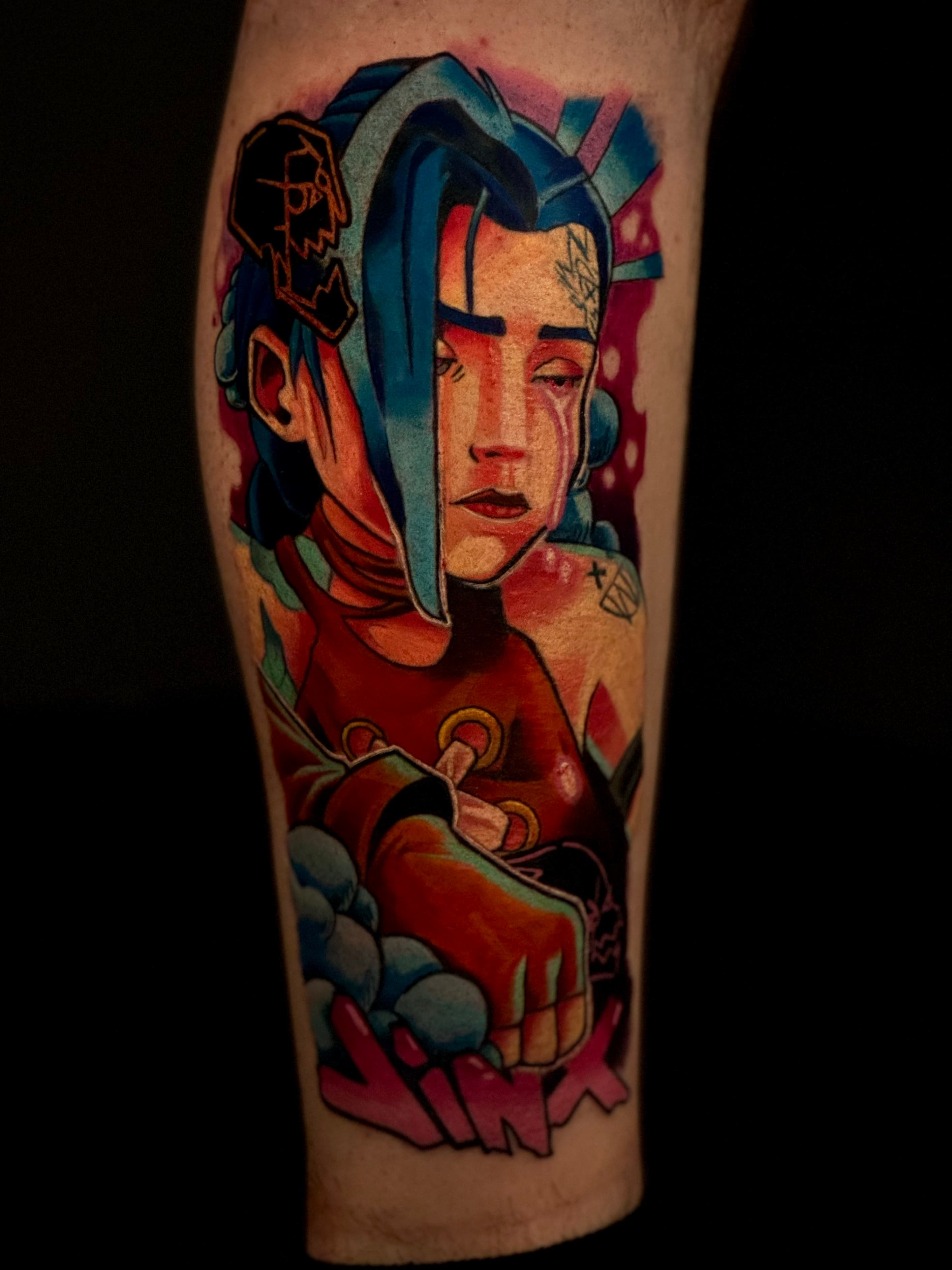 Jinx League of Legends Color Tattoo