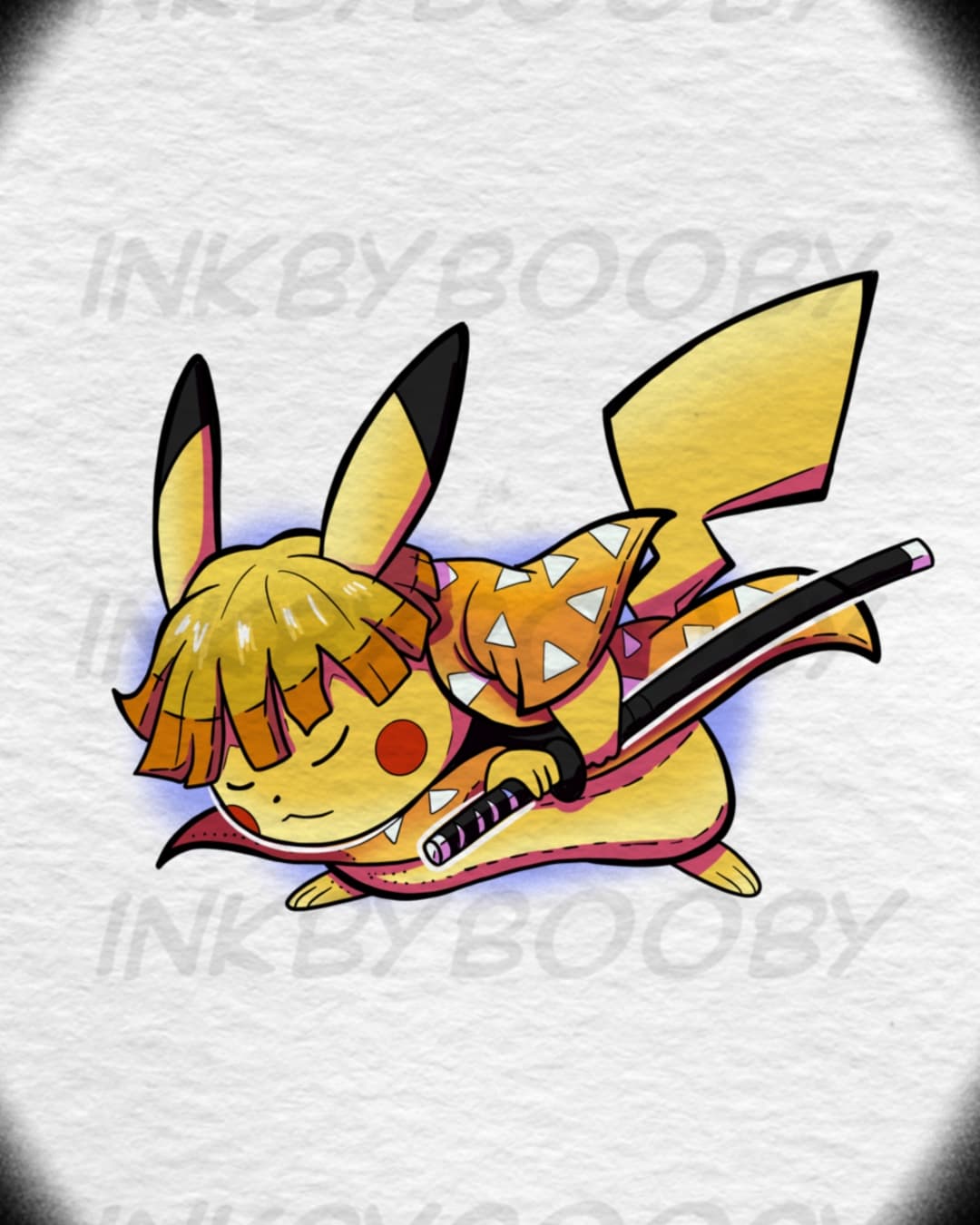 Pikachu x Zenitsu Tattoo Flash – Pokémon x Demon Slayer Mashup