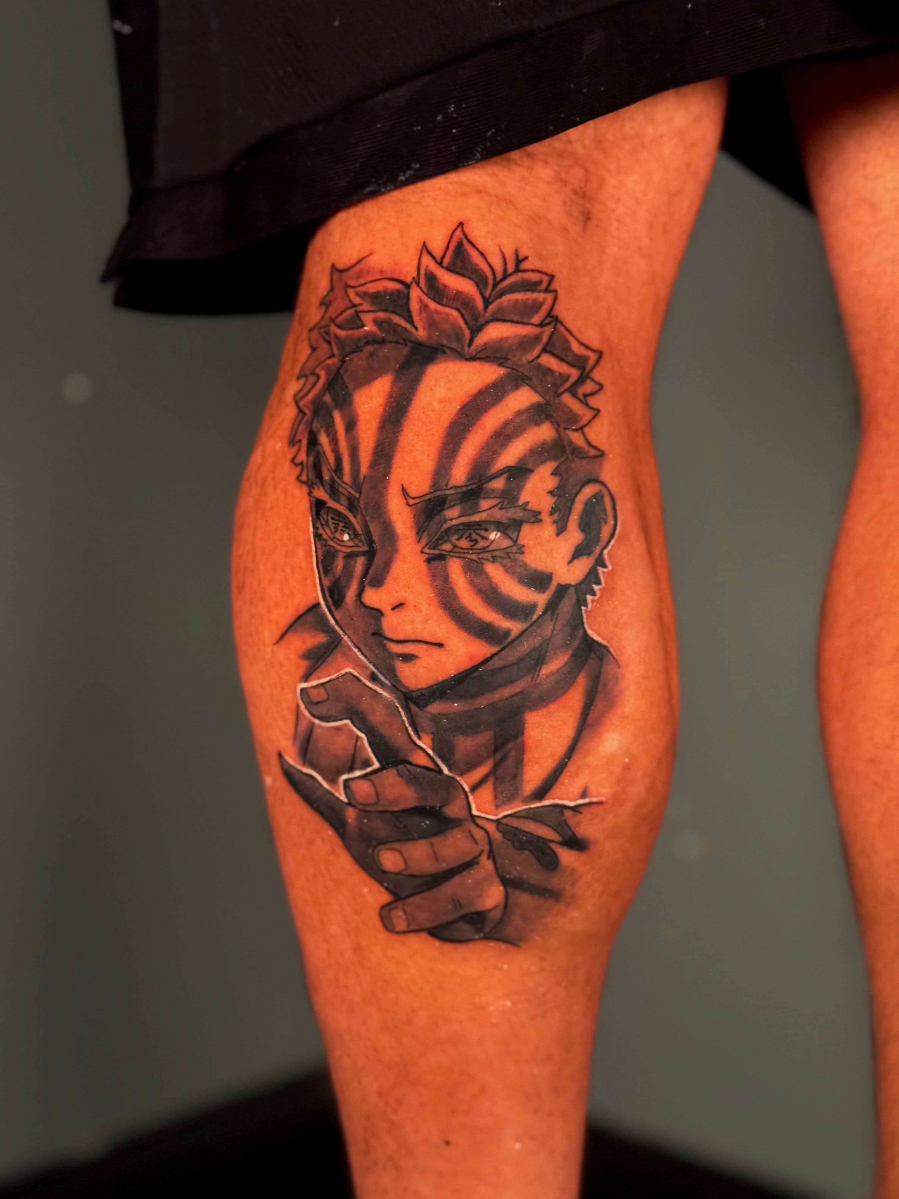 Akaza Demon Slayer Black & Grey Tattoo