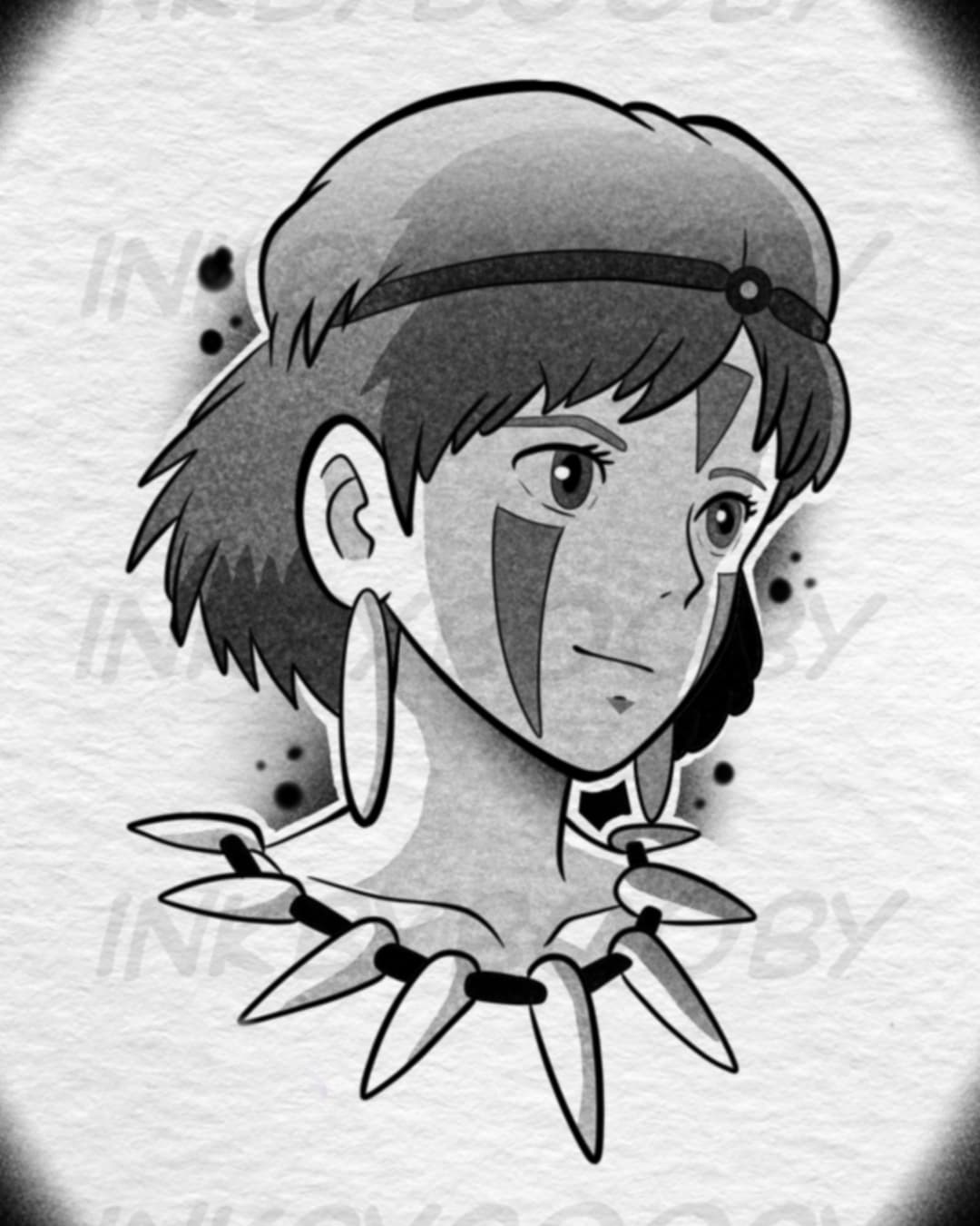 San – Princess Mononoke Anime Tattoo Flash