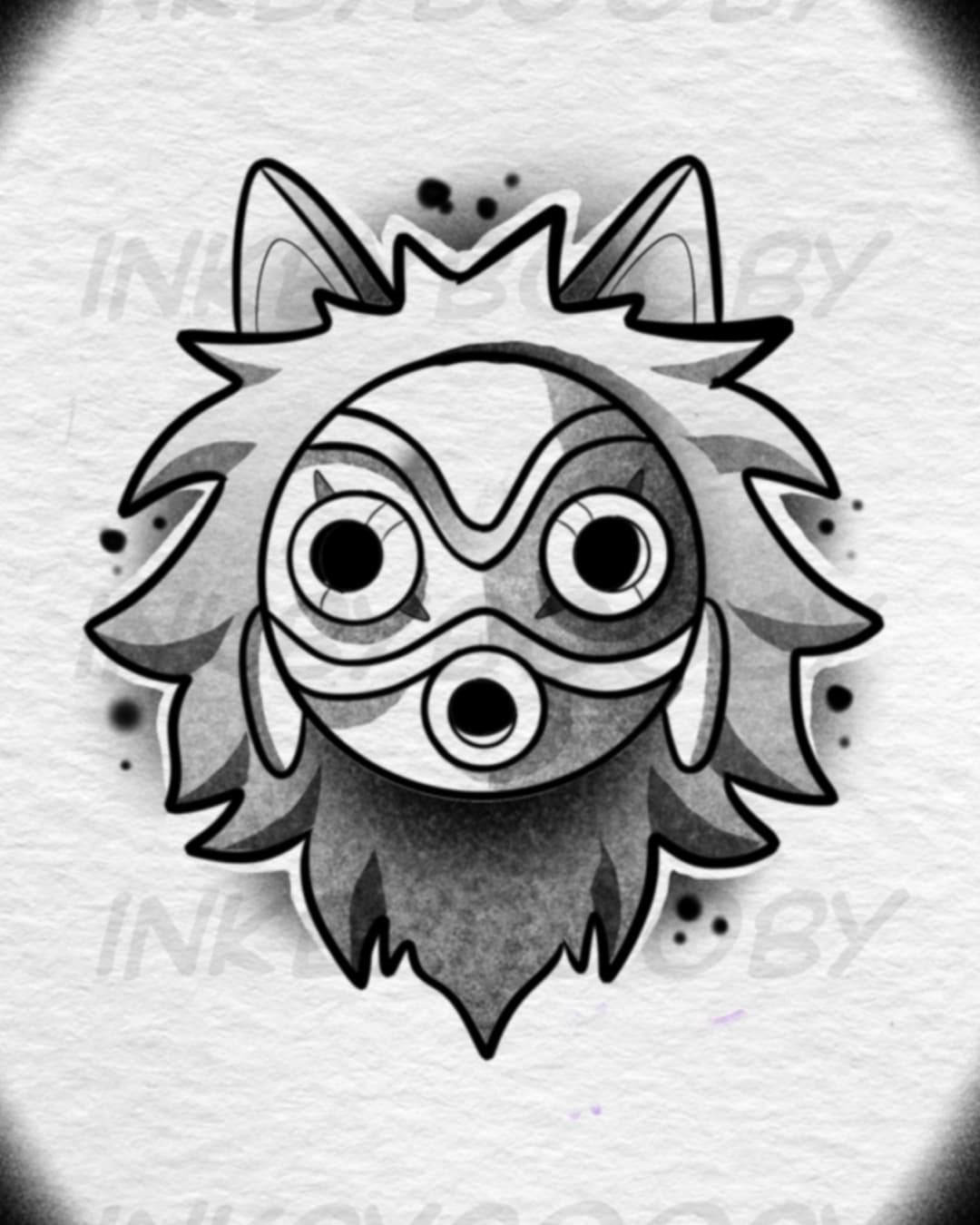 Princess Mononoke San Mask Tattoo Flash
