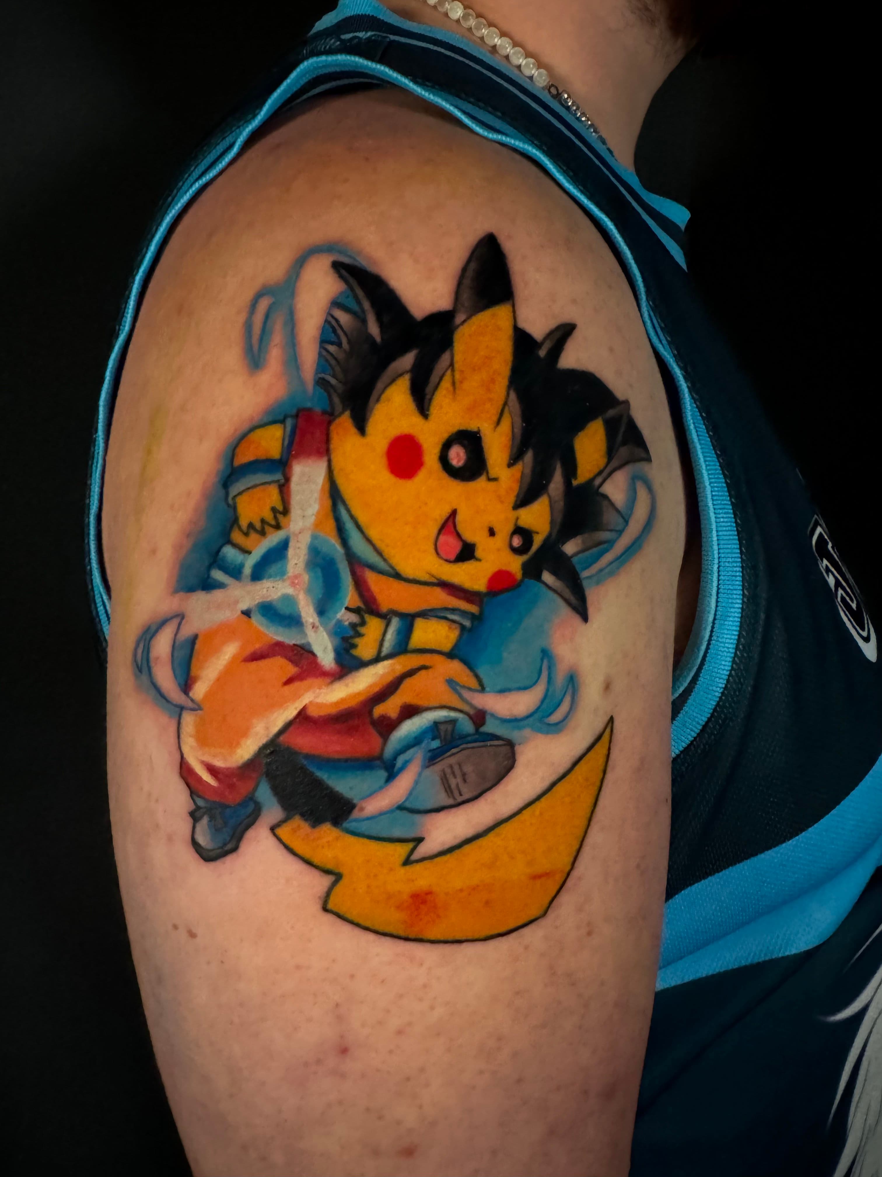 Pikachu x Goku Anime Mashup Tattoo