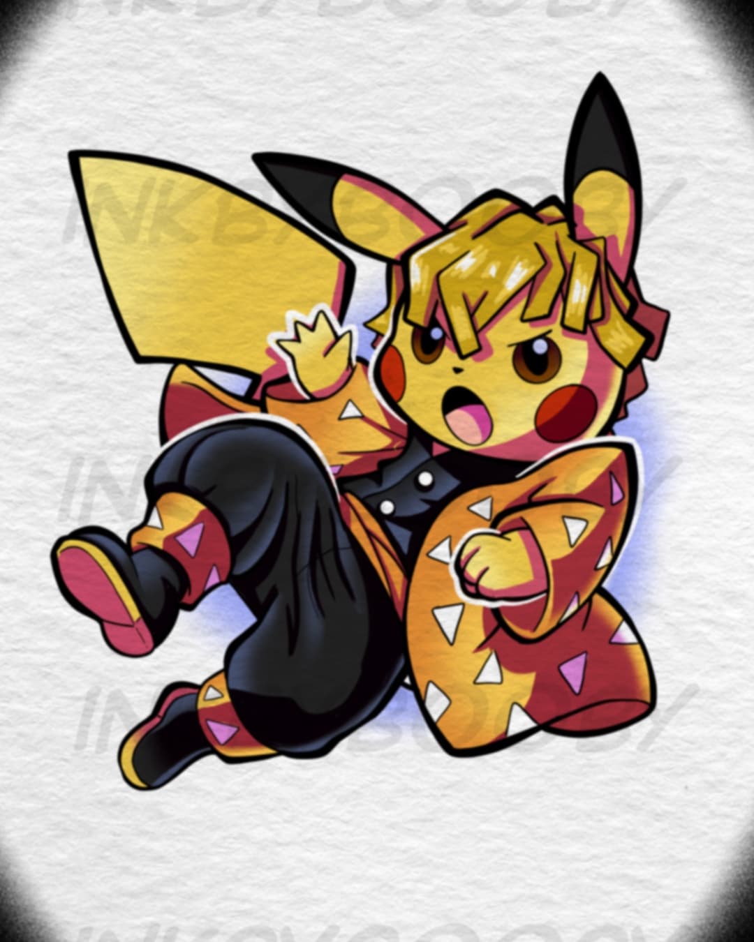 Pikachu x Zenitsu Chibi Tattoo Flash – Pokémon x Demon Slayer Mashup