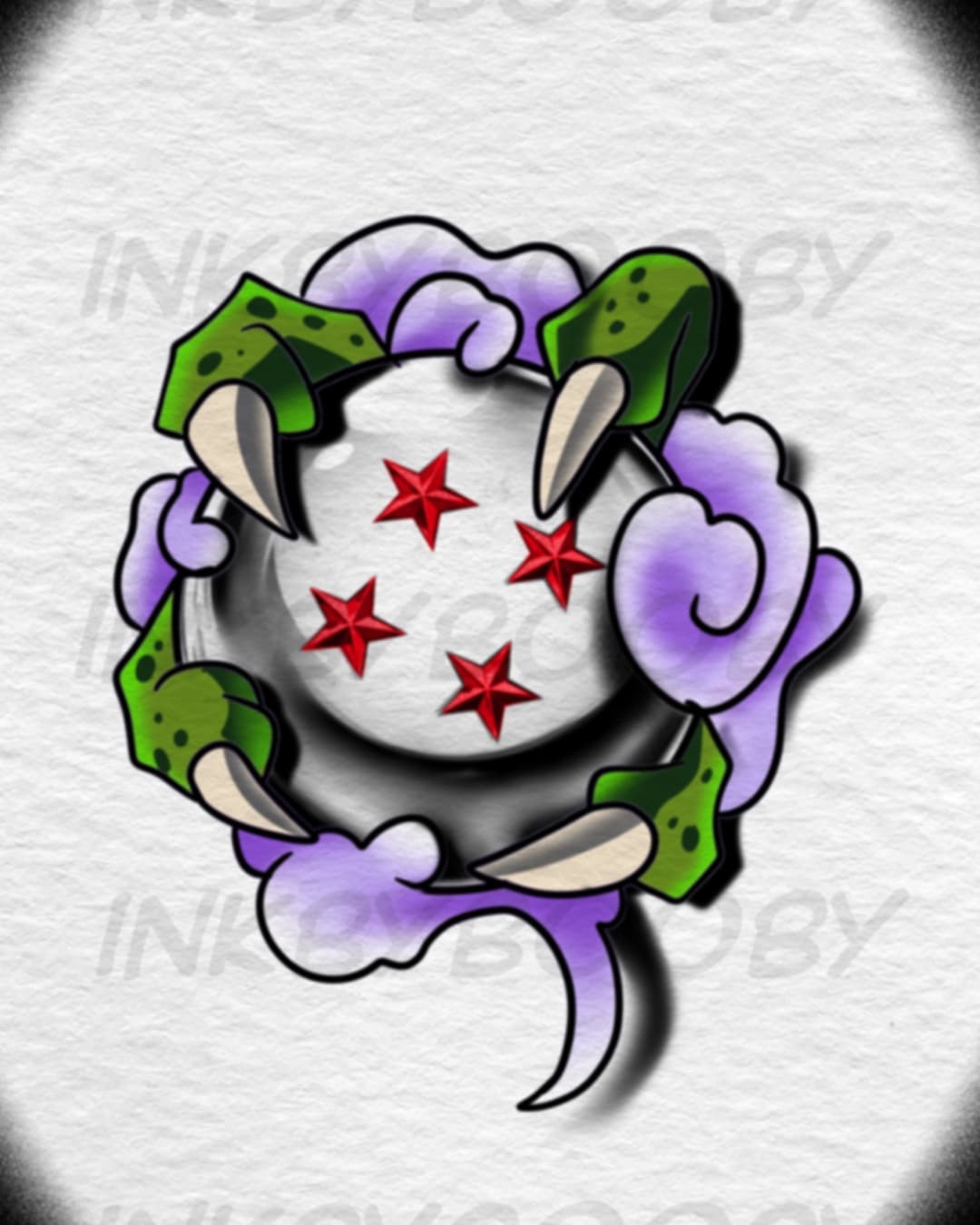 Shenron Holding the Four-Star Dragon Ball Tattoo Flash – Dragon Ball Z