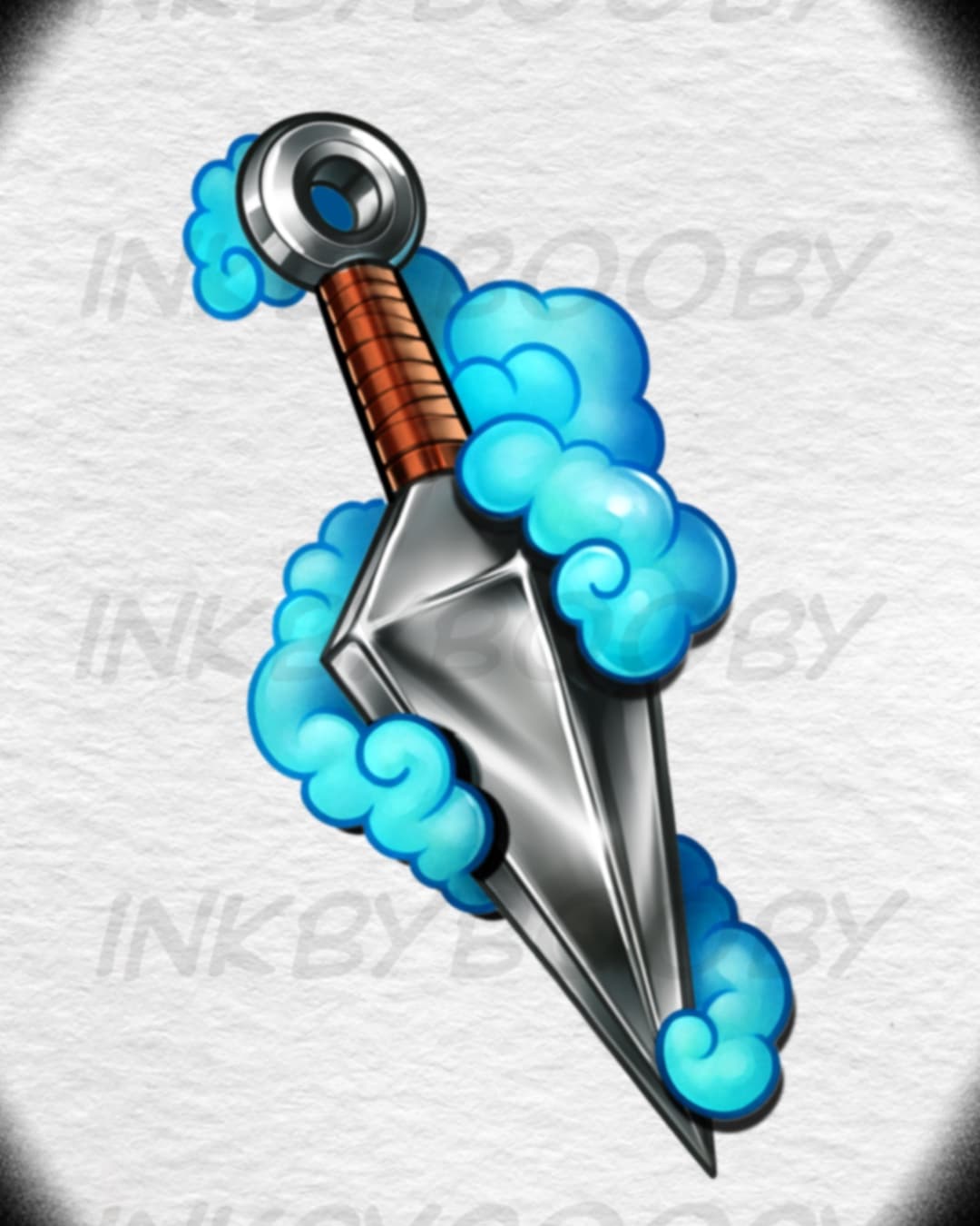 Chrome Kunai Blue Cloud Tattoo Flash – Naruto Ninja Weapon