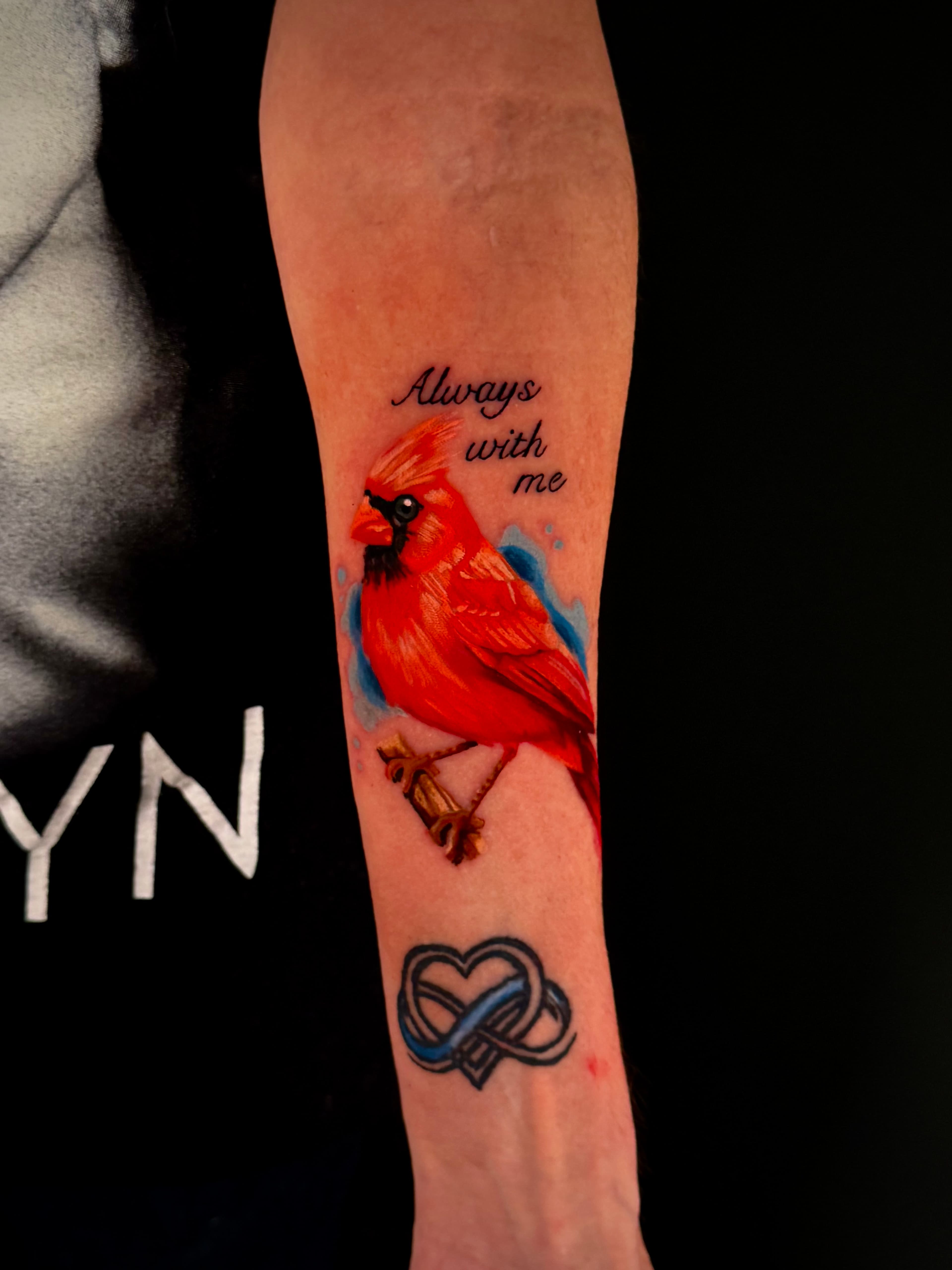 Cardinal Memorial Color Realism Tattoo