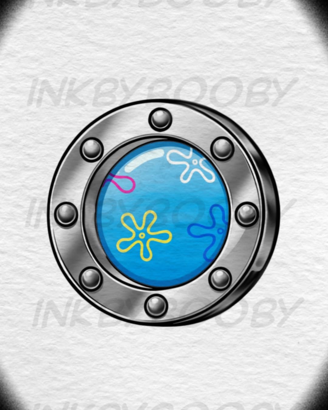 SpongeBob SquarePants Porthole – Chrome Tattoo Flash