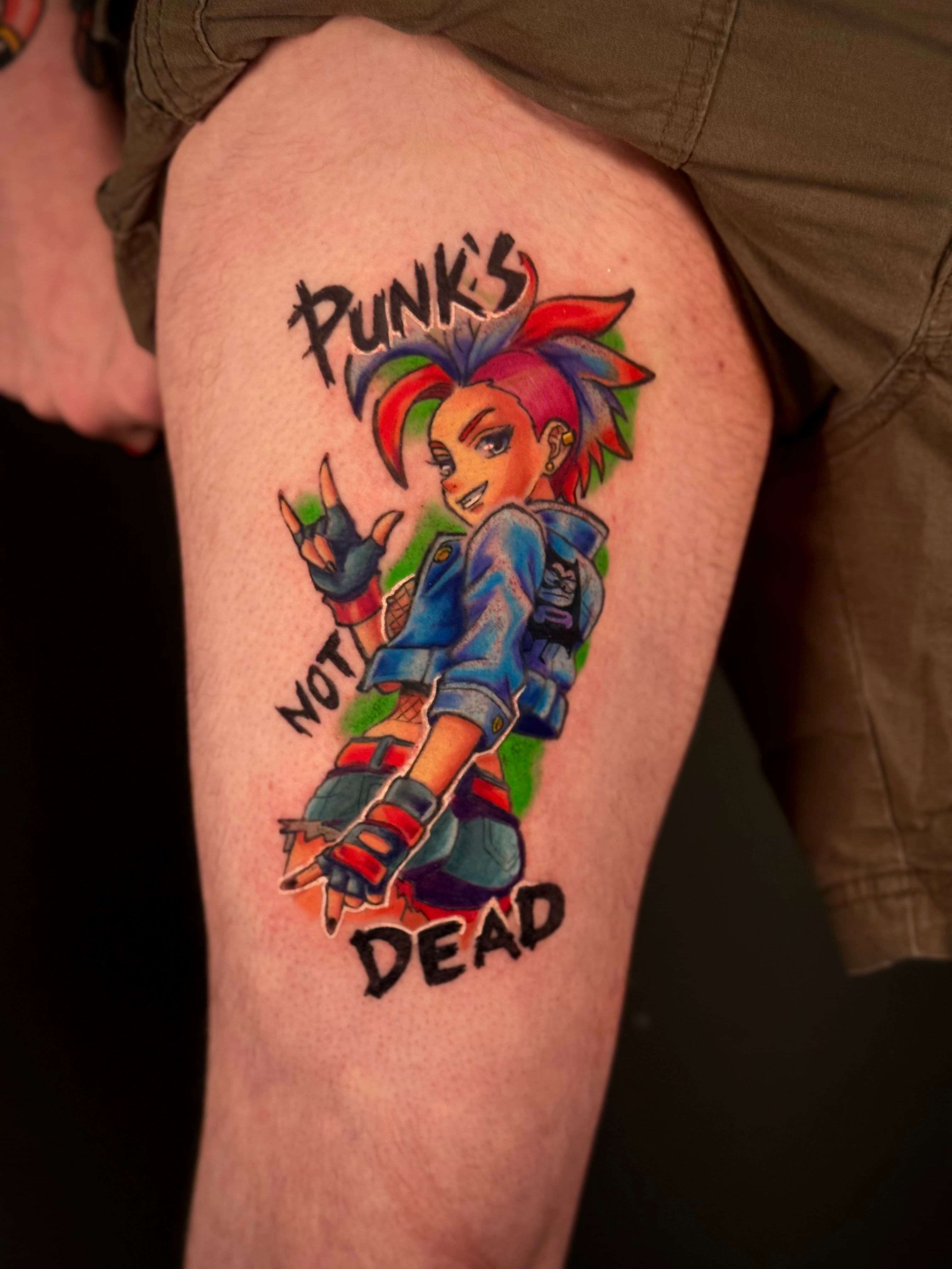 Punk Anime Girl Color Tattoo