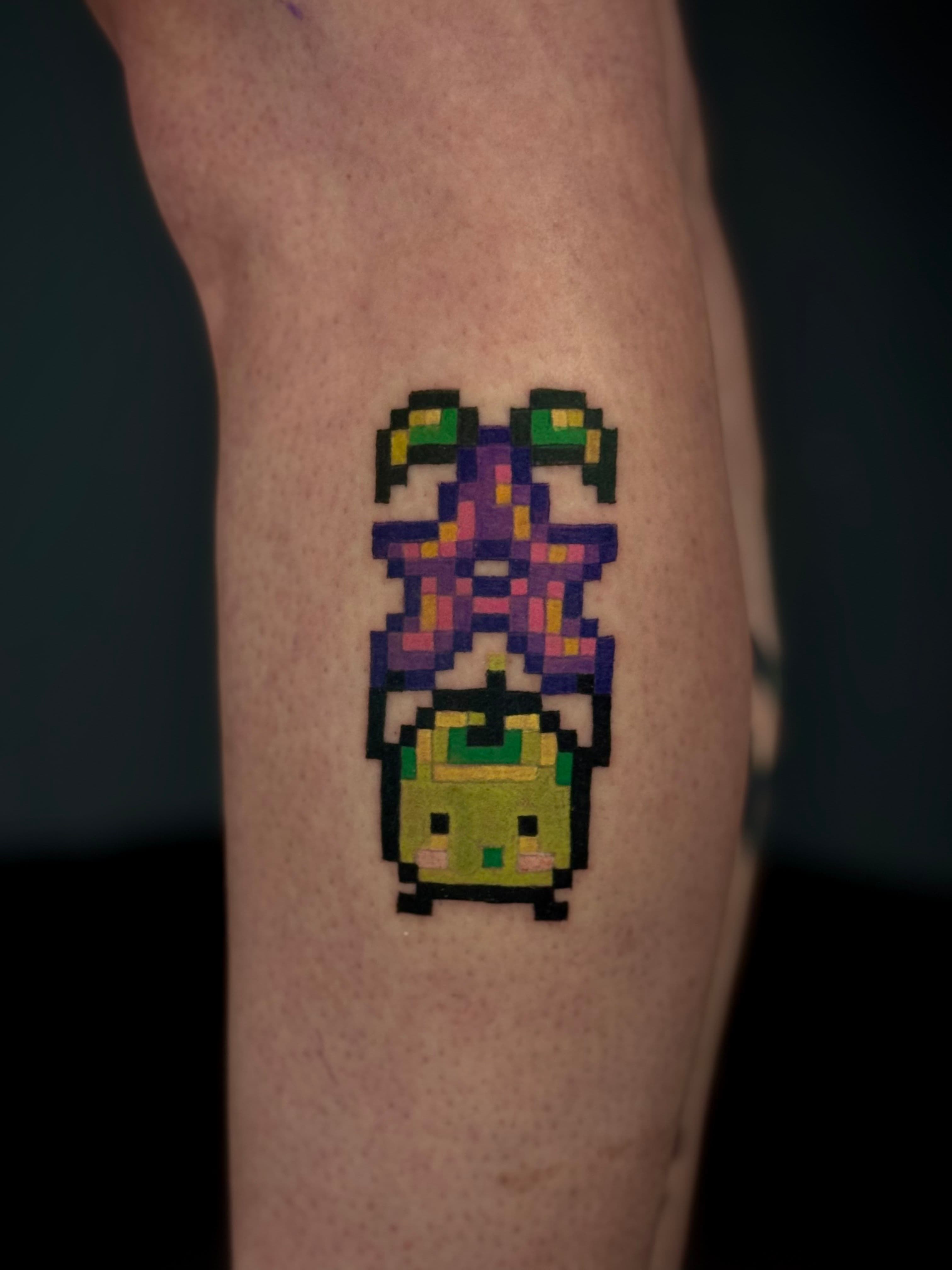 Stardew Valley Junimo Pixel Art Tattoo